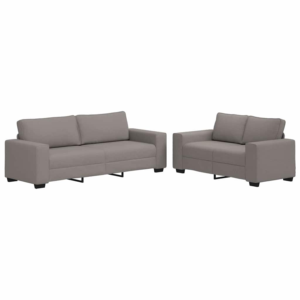 2-piece sofa set with cushions in taupe fabric