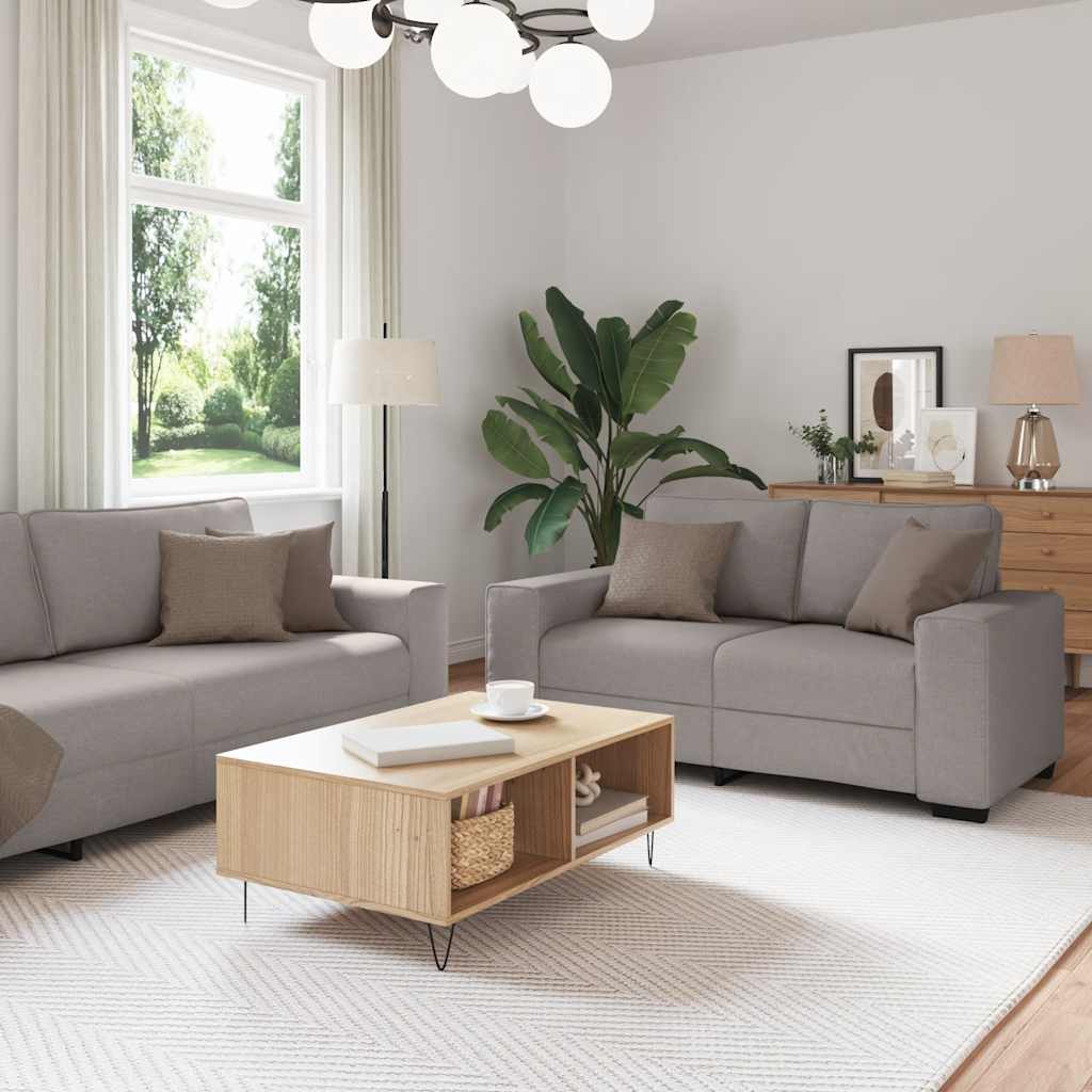2-piece sofa set with cushions in taupe fabric