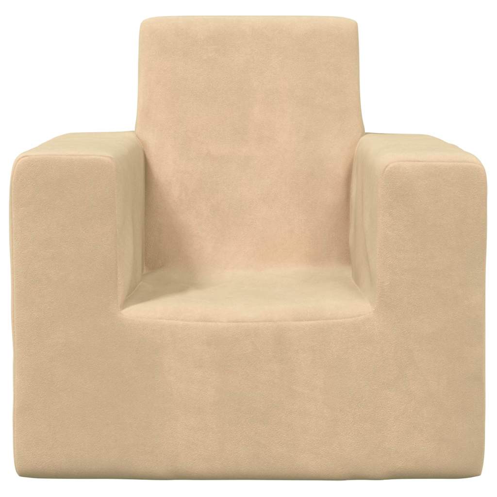 Kindersofa Creme Weich Plüsch