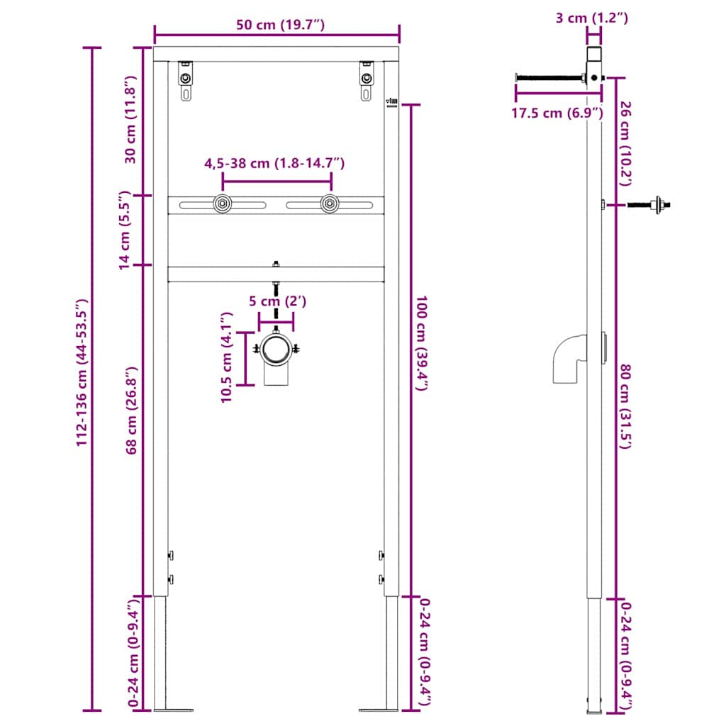 Badezimmer Wandstütze Blau 50 x 17.5 x 136 cm Stahl