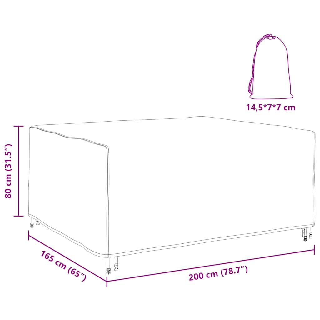 Gartenmöbelabdeckung Schwarz 200 x 165 x 80 cm 600D