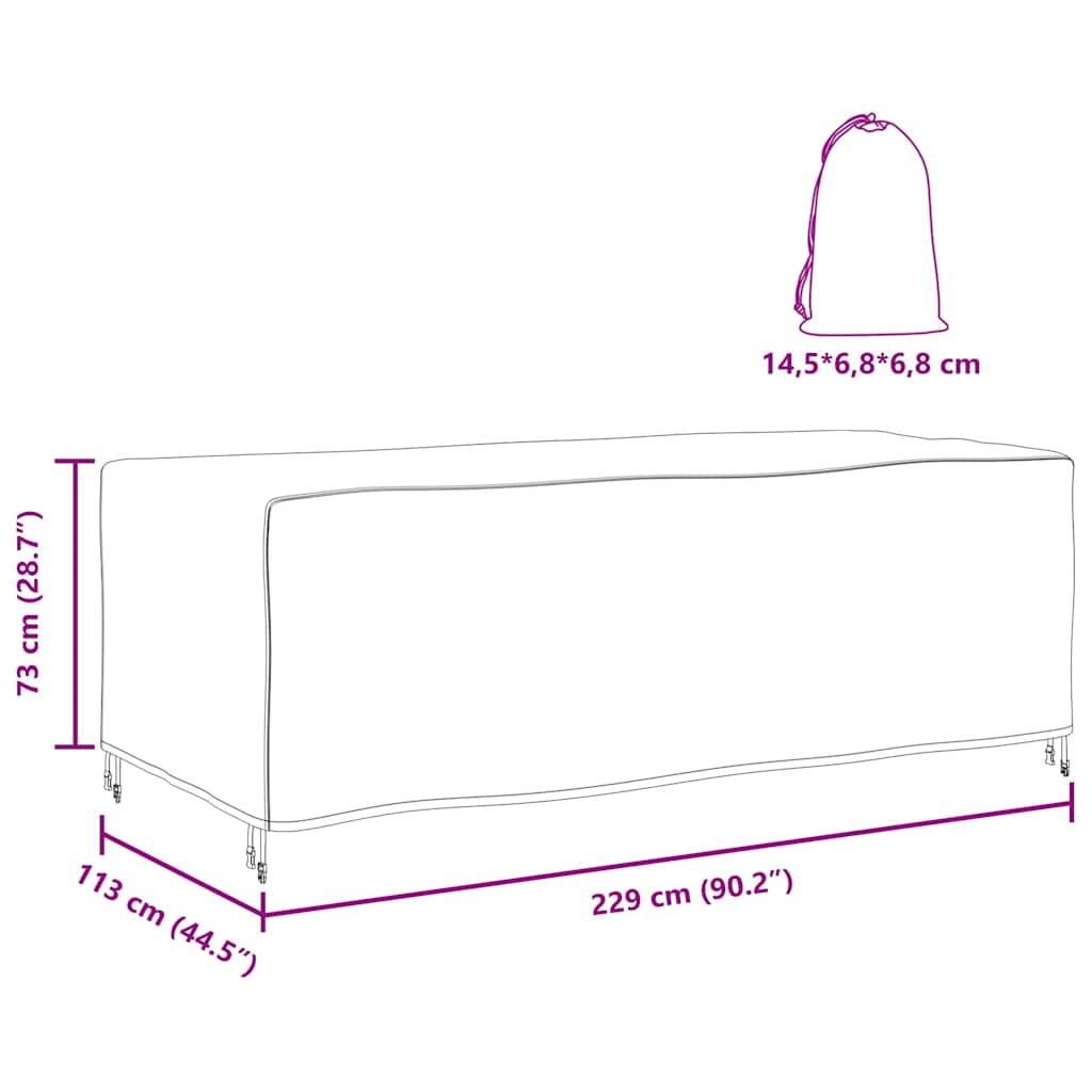 Gartenmöbelabdeckung Schwarz 229 x 113 x 73 cm 210D