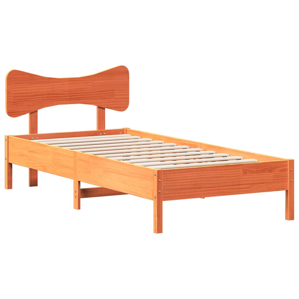 Massivholzbett ohne Matratze Wachsbraun 75x190 cm Kiefernholz