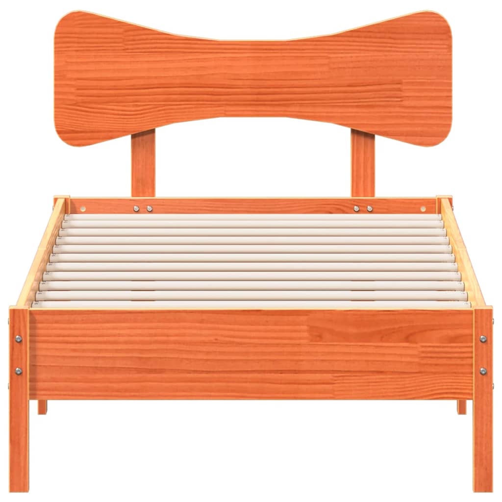 Massivholzbett ohne Matratze Wachsbraun 75x190 cm Kiefernholz