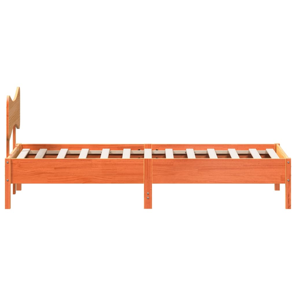 Massivholzbett ohne Matratze Wachsbraun 75x190 cm Kiefernholz