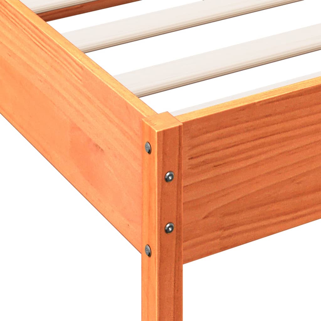 Massivholzbett ohne Matratze Wachsbraun 75x190 cm Kiefernholz