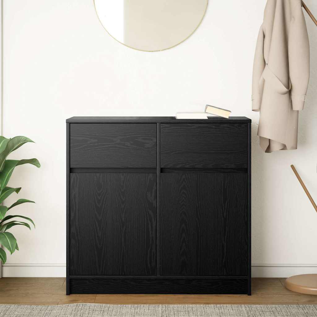 Sideboard mit Schublade Schwarz Eichen-Optik 80x34x76 cm