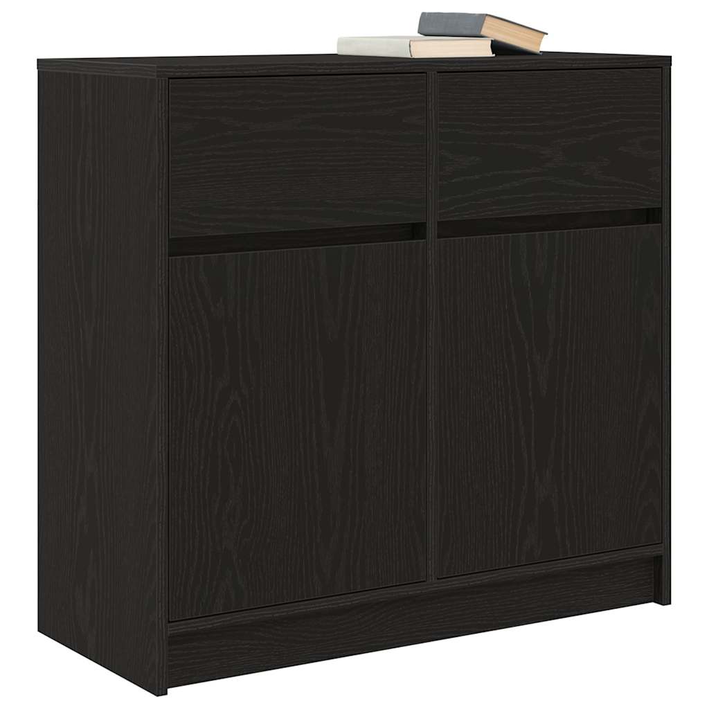 Sideboard mit Schublade Schwarz Eichen-Optik 80x34x76 cm