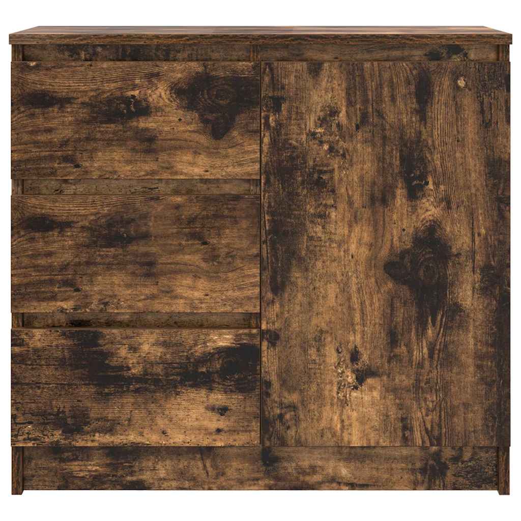 Sideboard with drawer smoked oak 71x35x65 cm wood material