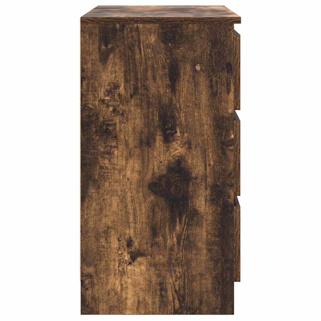 Sideboard with drawer smoked oak 71x35x65 cm wood material