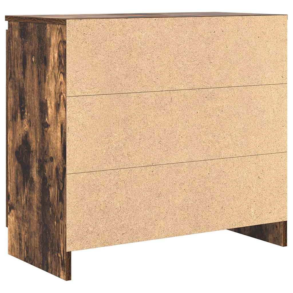 Sideboard with drawer smoked oak 71x35x65 cm wood material