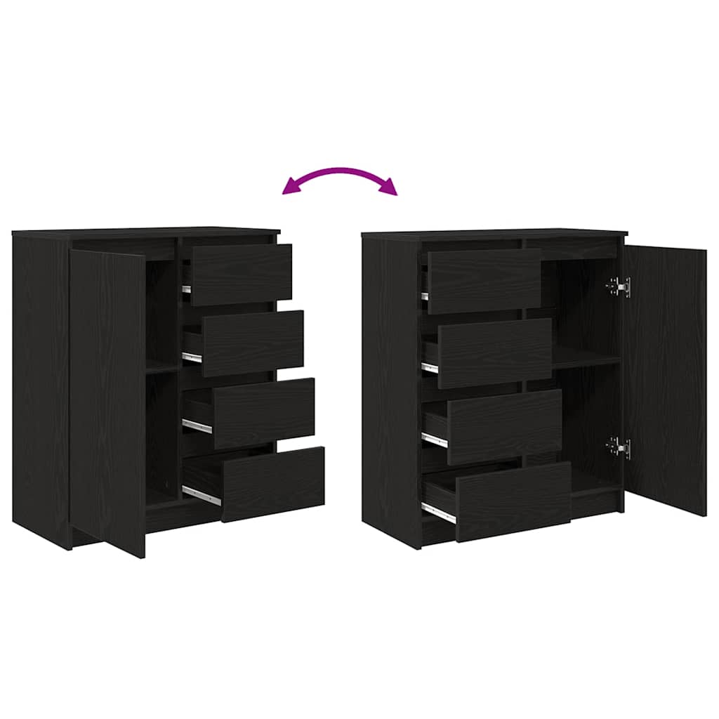 Sideboard mit Schubladen Schwarz Eichen-Optik 71x35x84 cm