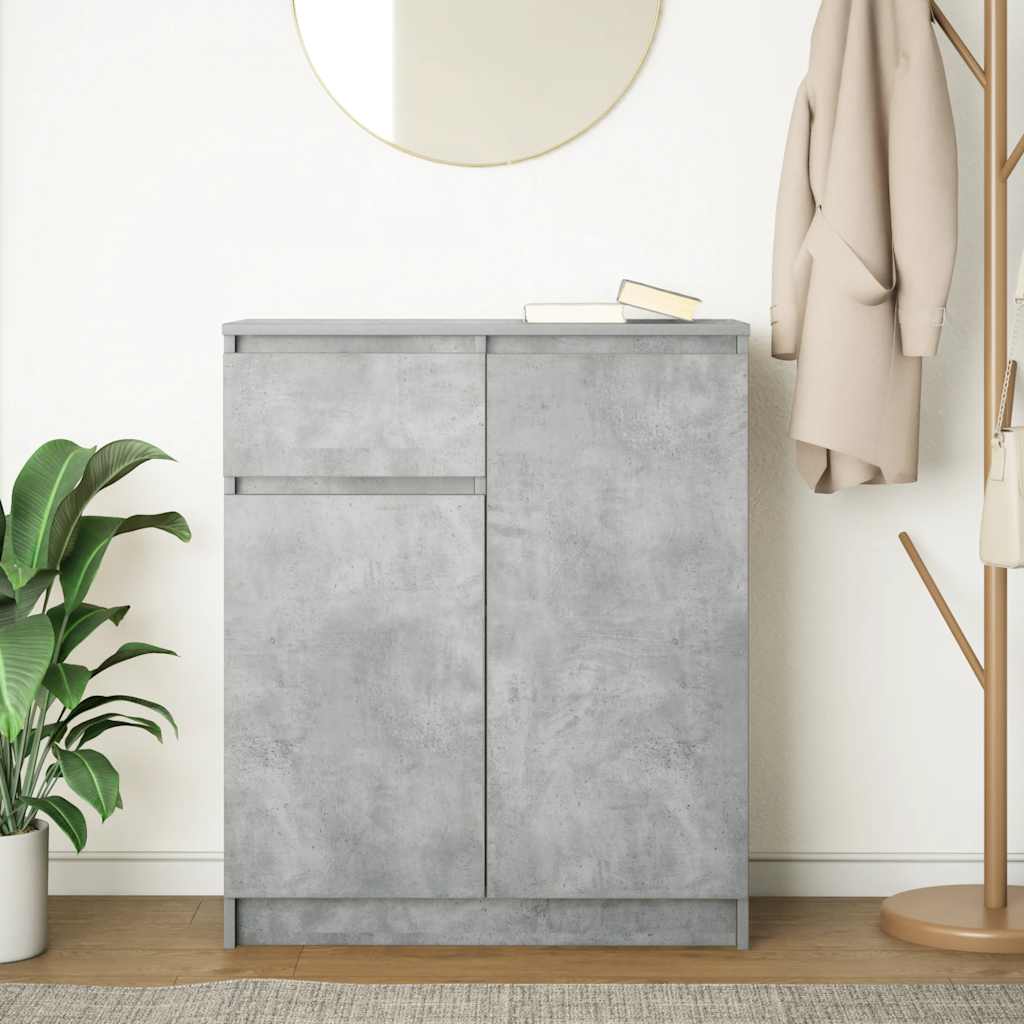 Sideboard with drawer concrete grey 71x35x84 cm wood material