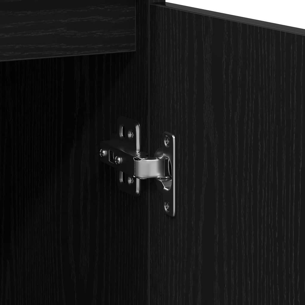 Sideboard Schwarz Eichen-Optik 29,5x34x76 cm Holzwerkstoff