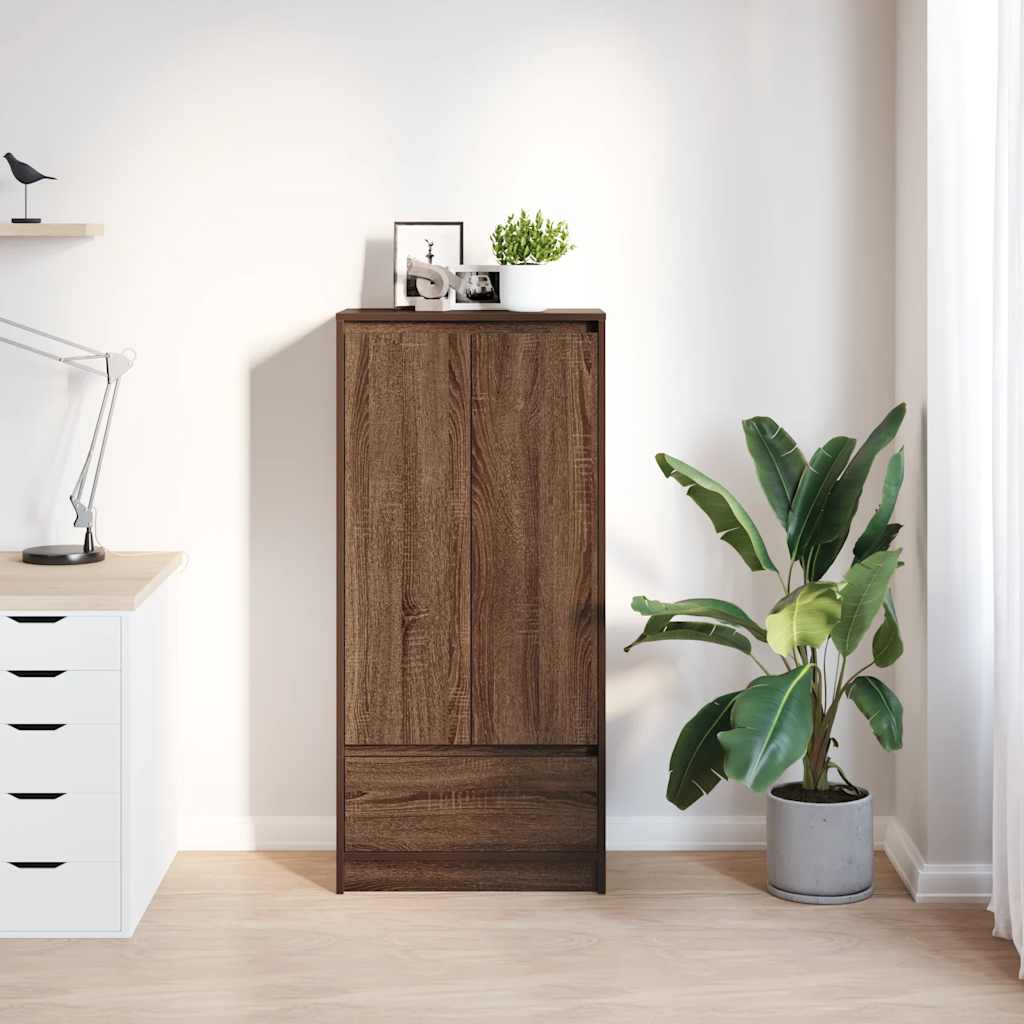 Cabinet with drawer brown oak look 55.5x34x119.5 cm