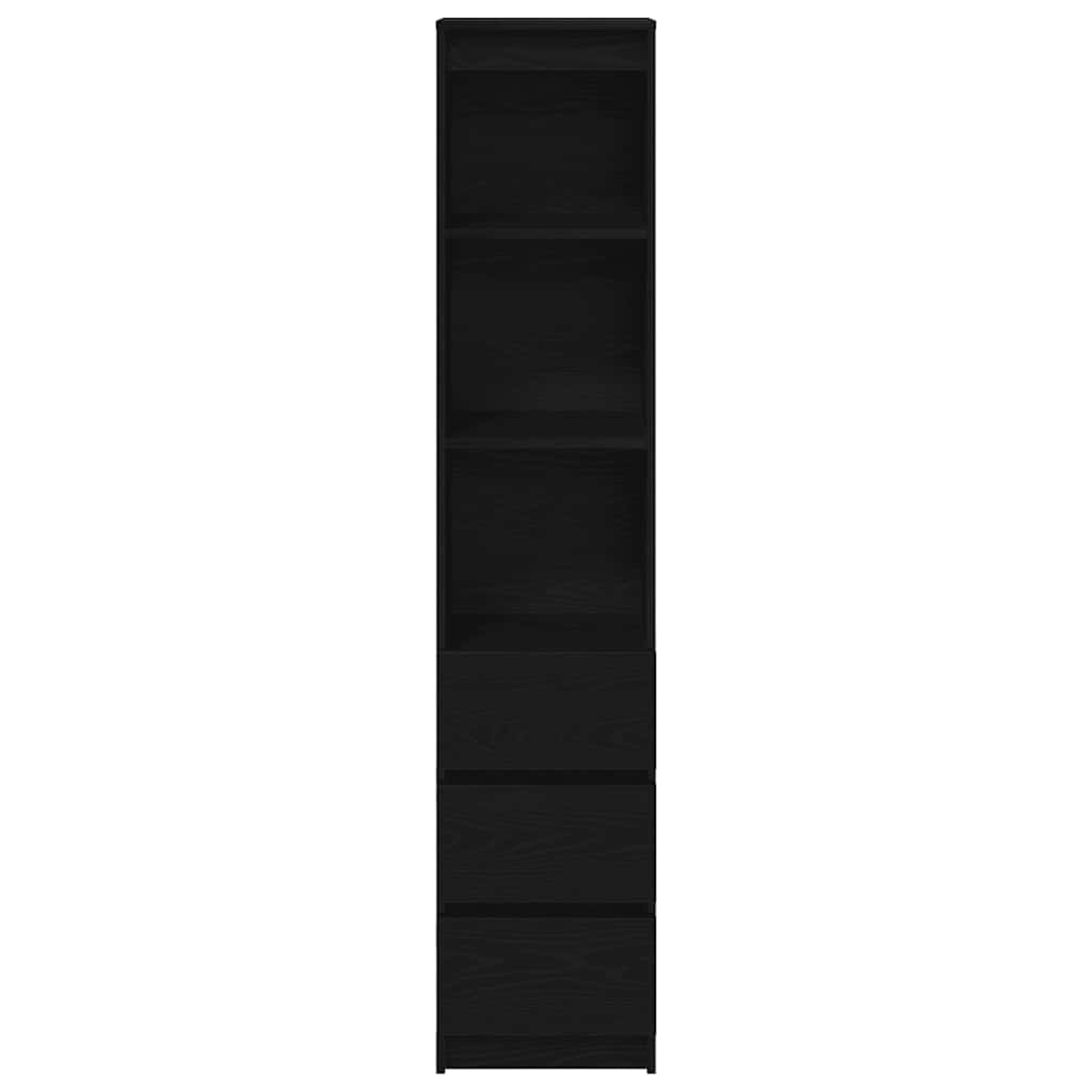 Highboard Schwarz Eichen-Optik 37,5x35x180 cm Holzwerkstoff