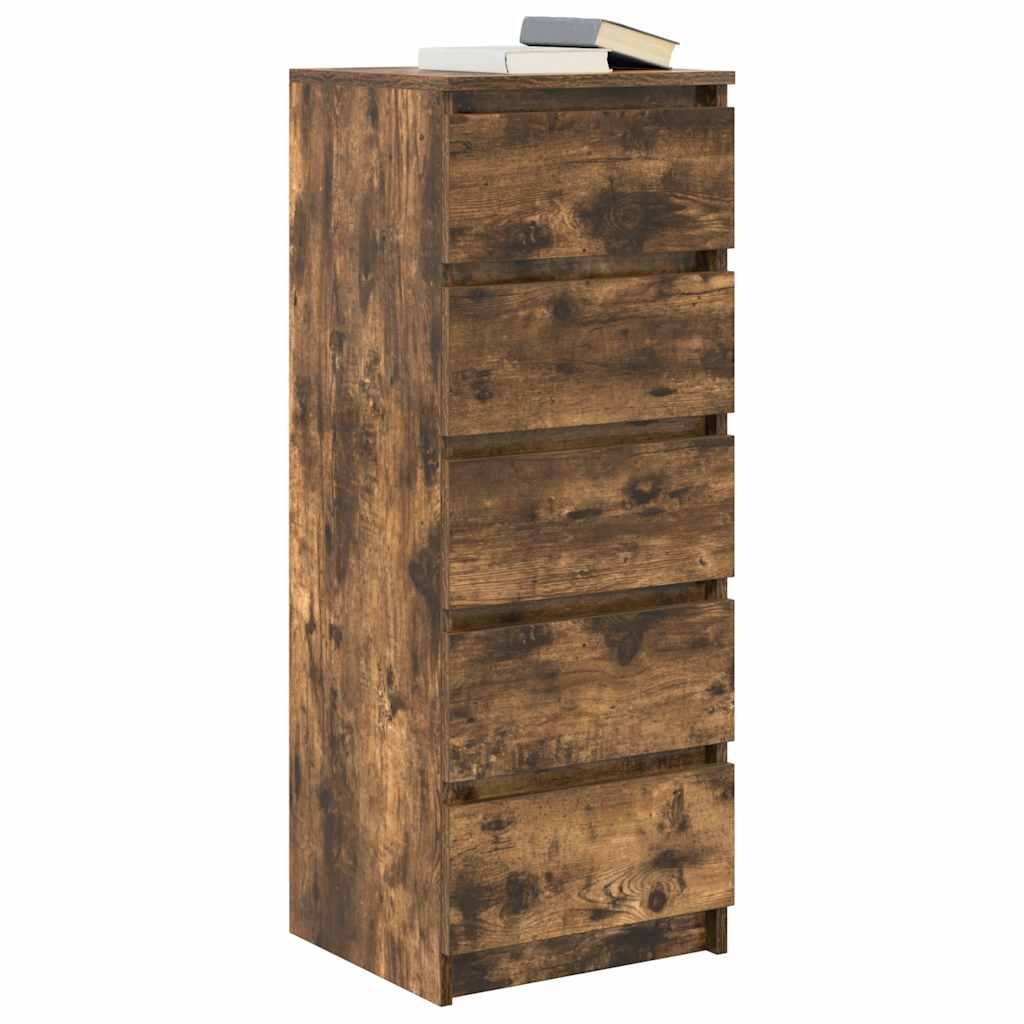 Sideboard with drawers smoked oak 37.5x35x99 cm