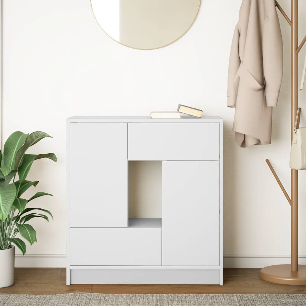 Sideboard with drawers and doors White 70.5x34x74.5 cm