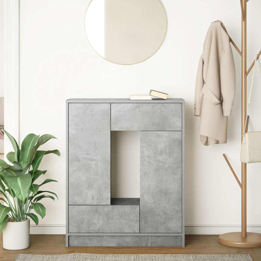 Sideboard with drawers and doors concrete grey 73x31x90 cm