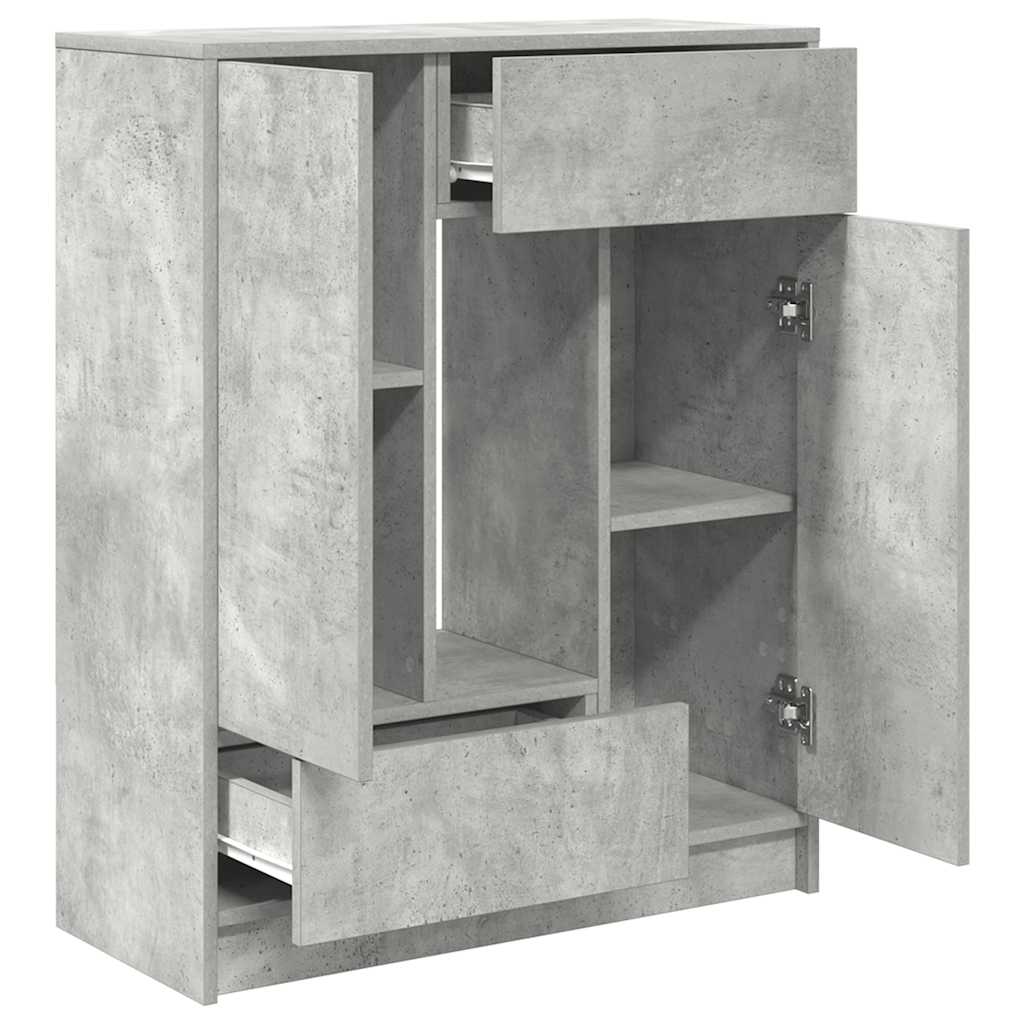 Sideboard with drawers and doors concrete grey 73x31x90 cm