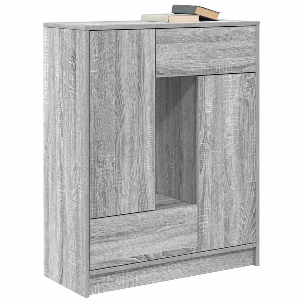 Sideboard with drawers and doors Grey Sonoma 73x31x90 cm