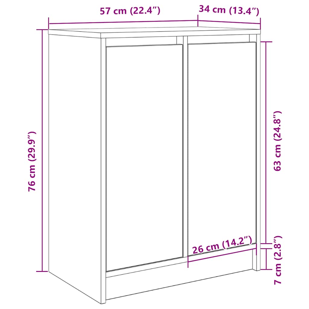 Shoe cabinet Sonoma oak 57x34x76 cm wood material