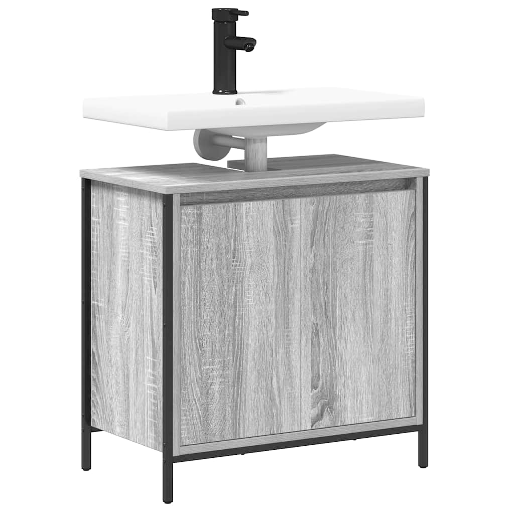 Waschbeckenunterschrank Grau Sonoma 60x34,5x60 cm