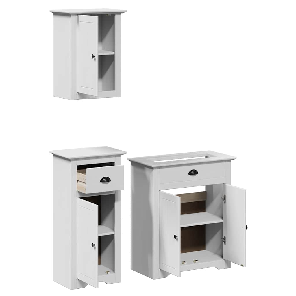 3-piece bathroom furniture set BODO white solid pine