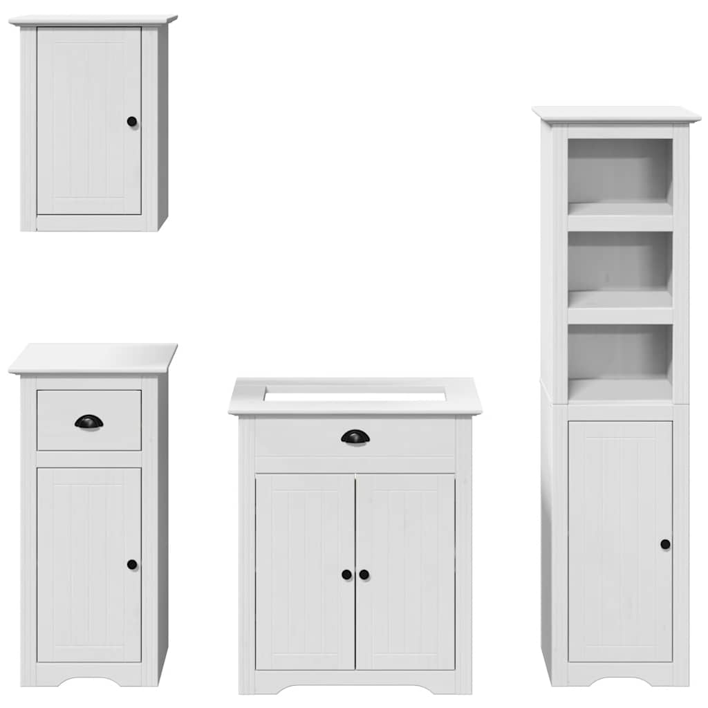 4-piece bathroom furniture set BODO white solid pine