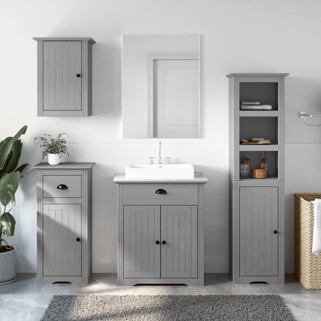4-piece bathroom furniture set BODO grey solid pine