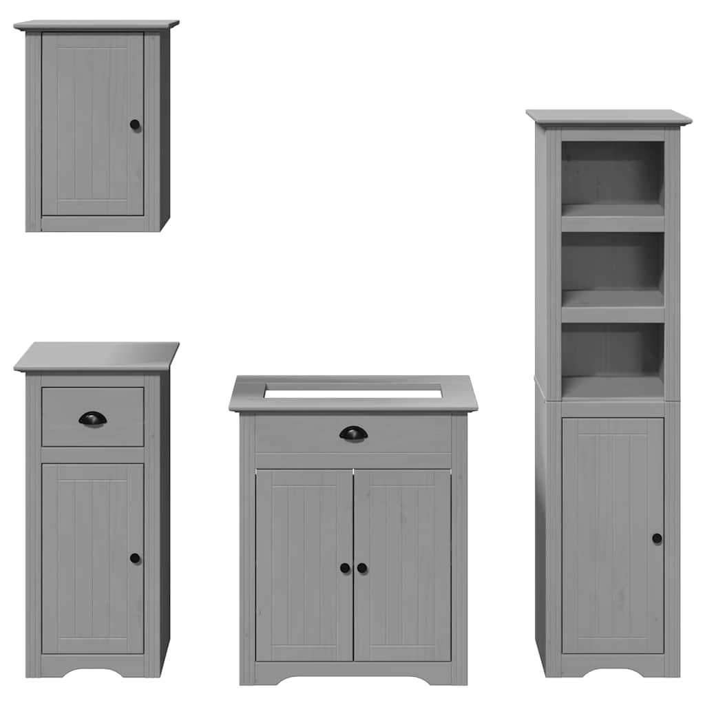 4-piece bathroom furniture set BODO grey solid pine