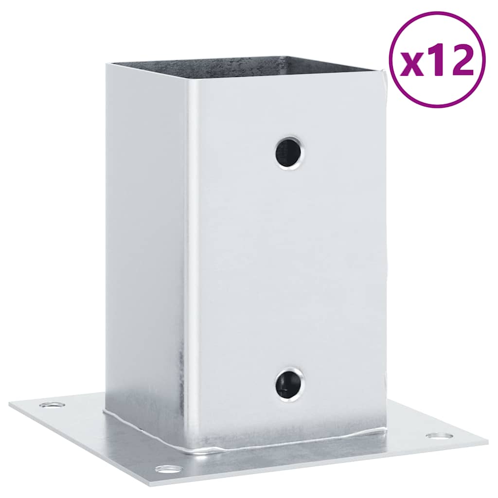 Pfostenträger Quadratisch 12 Stk. Silber 81x81mm Stahl Verzinkt