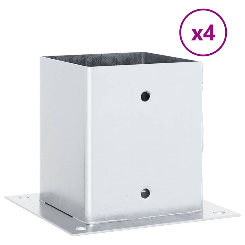 Pfostenträger Quadratisch 4Stk. Silber 121x121mm Stahl Verzinkt
