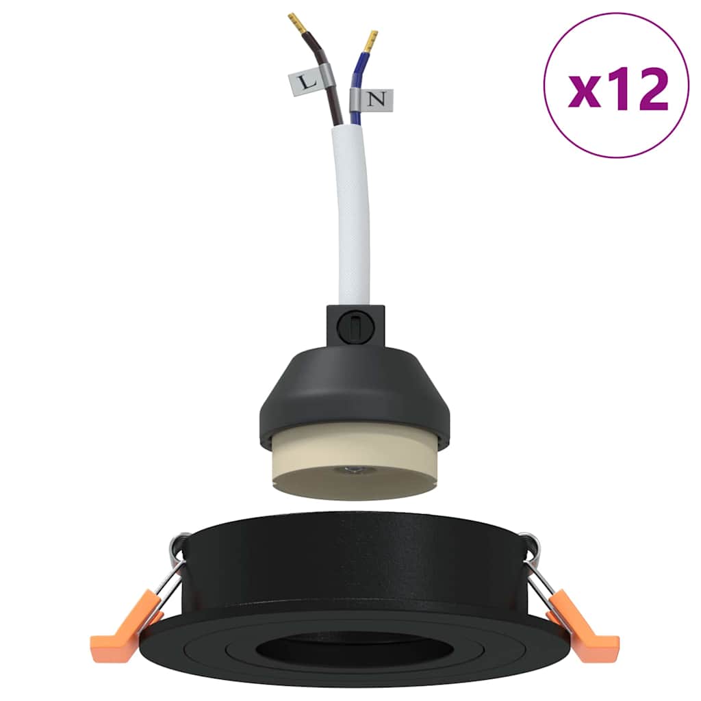 Spotlights 12 pcs Schwarz 9 x 9 x cm Aluminium