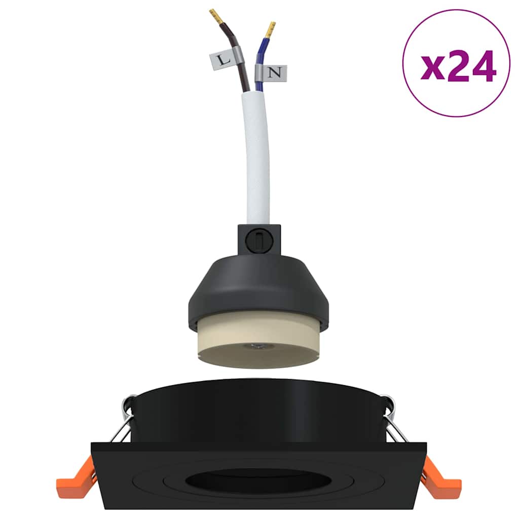 Spotlights 24 pcs Schwarz 9 x 9 x cm Aluminium