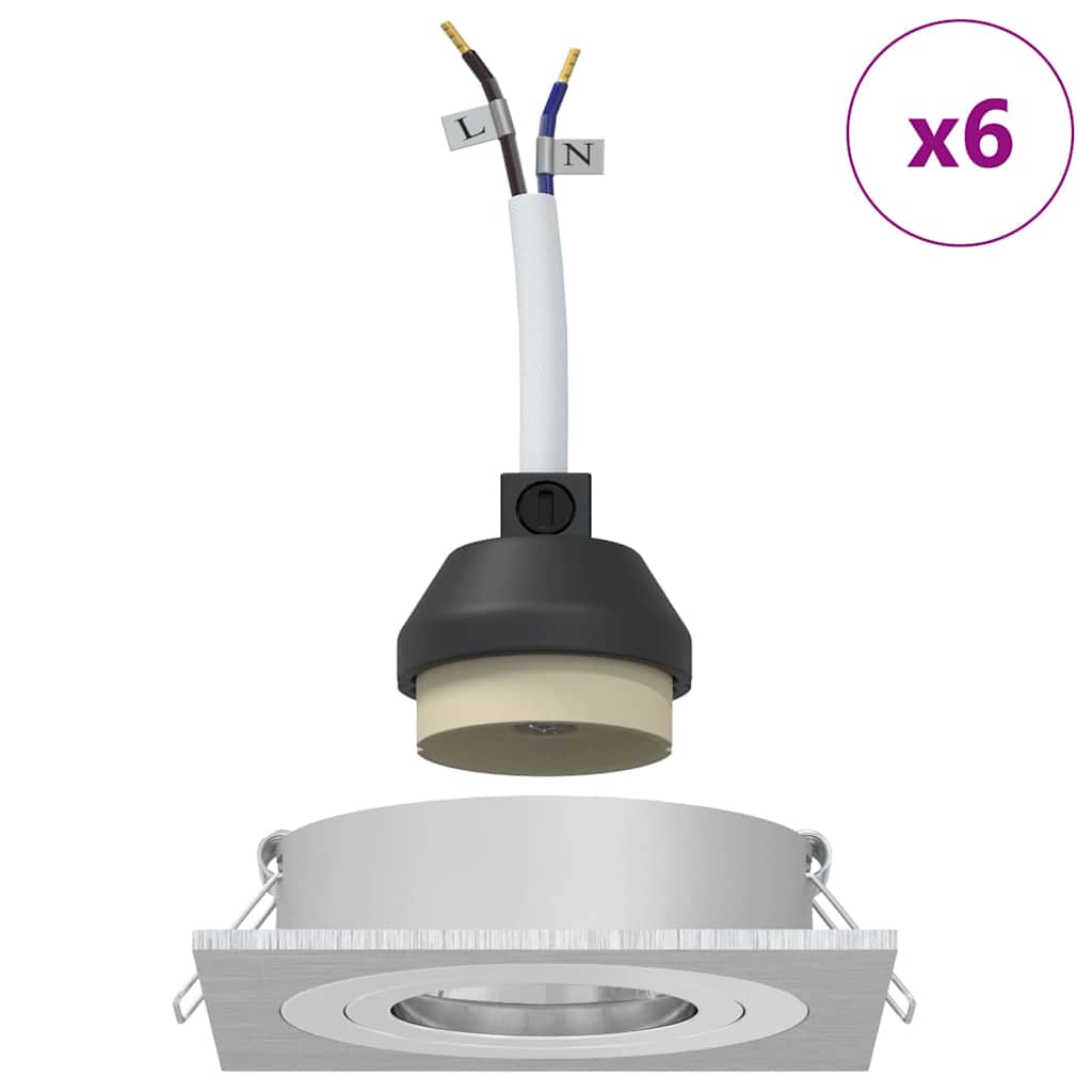Spotlights mit Scheinwerfern 6 pcs Silber 9 x 9 x cm Aluminium