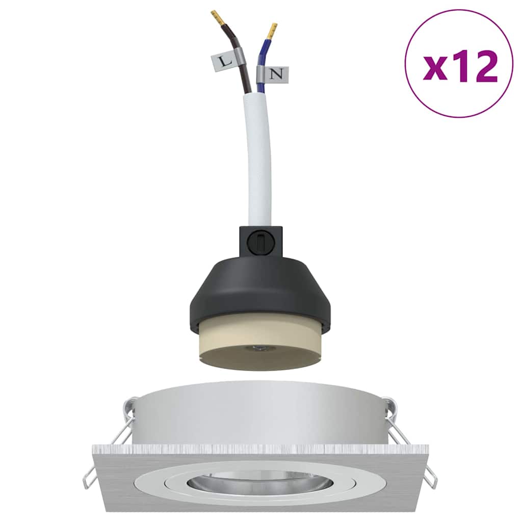 Spotlights mit Scheinwerfern 12 pcs Silber 9 x 9 x cm Aluminium