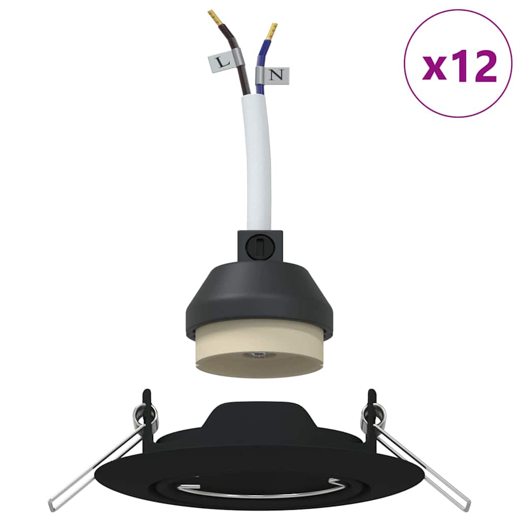 Spotlights mit Scheinwerfern 12 pcs Schwarz 9 x 9 cm Metall