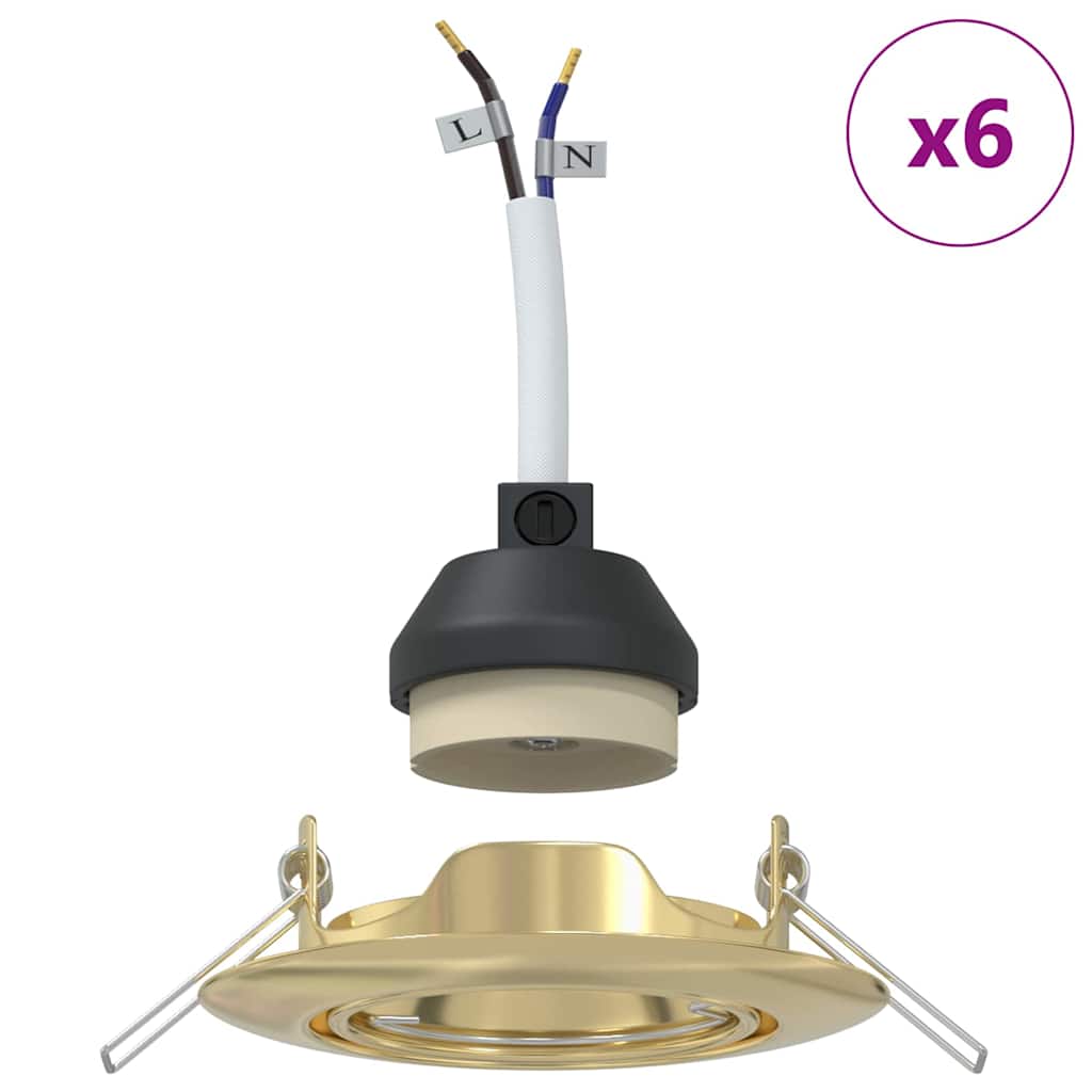Spotlights mit Scheinwerfern 6 pcs Gold 9 x 9 cm Metall