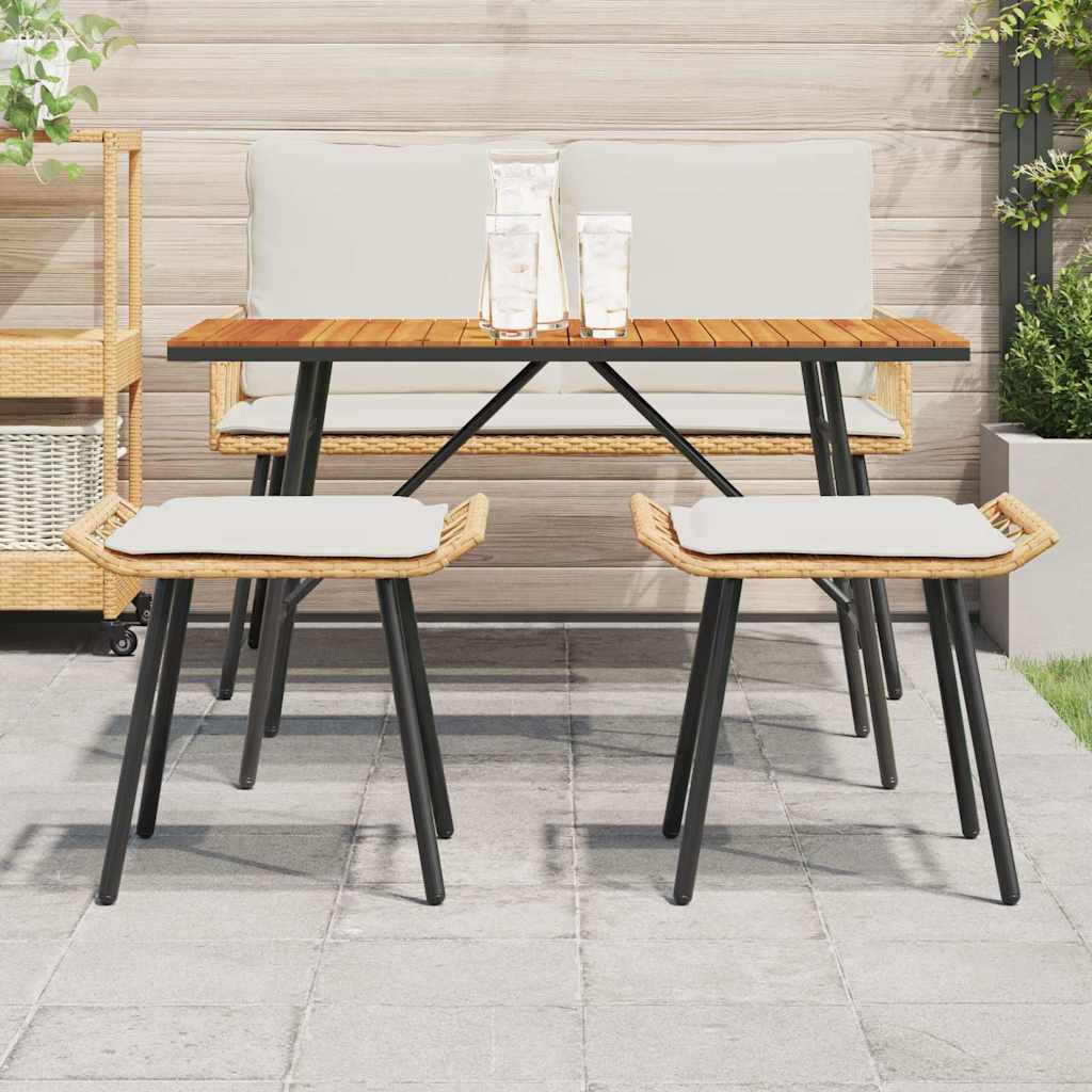 Gartenhocker mit Kissen 2 pcs Braun 50 x 40 x 45cm Polyester