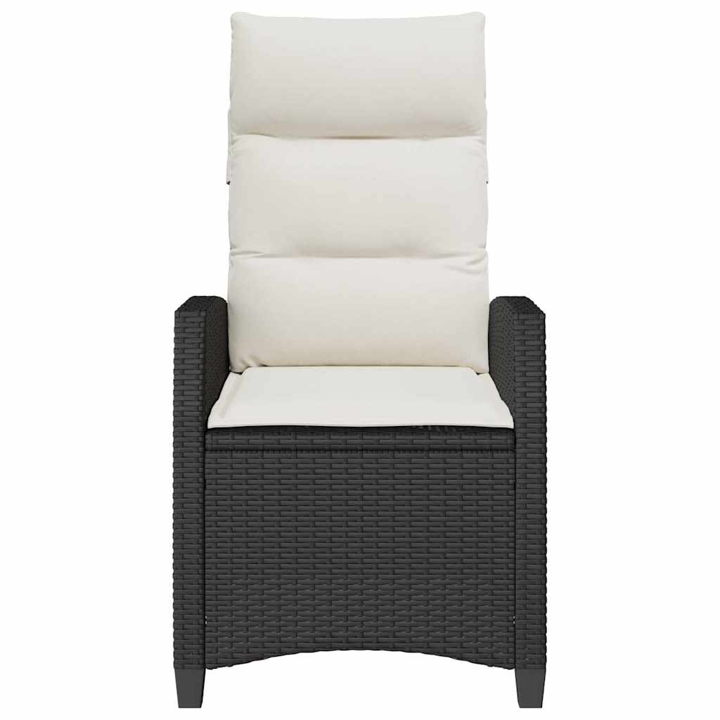 Gartensessel mit Beistelltisch Verstellbar Schwarz Poly Rattan
