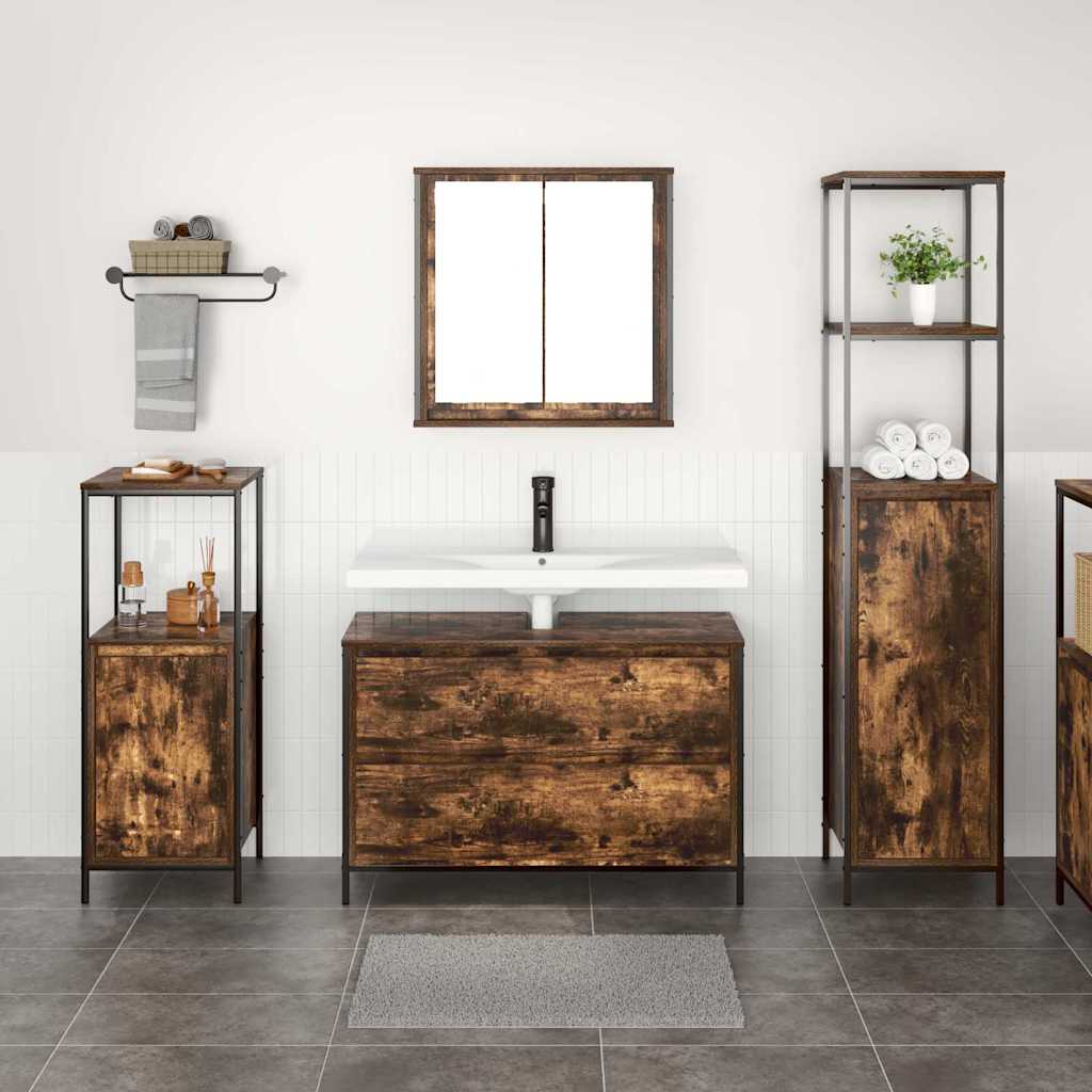 Badezimmermöbel Set 3 pcs Räuchereiche 90 x 34,5 x 60 cm