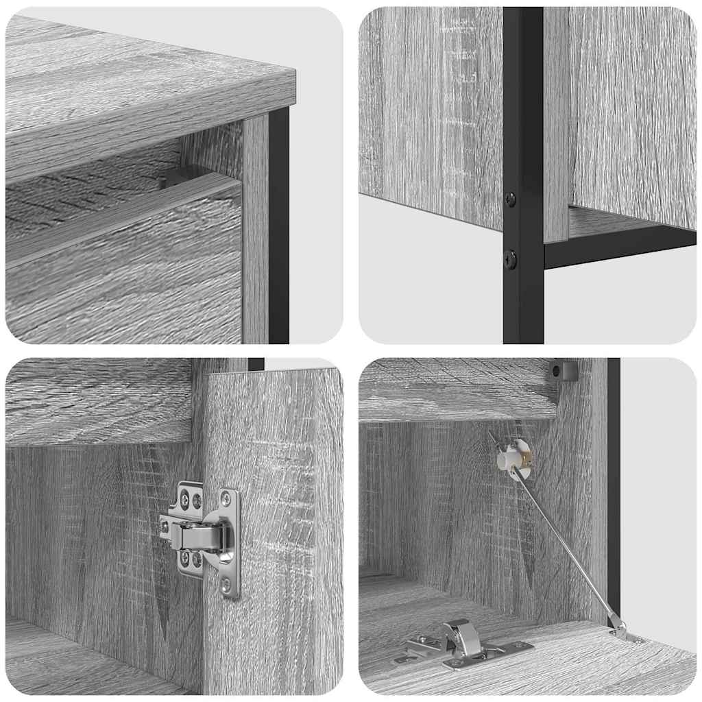 Badezimmermöbel Set mit Tür 3 pcs Grau Sonoma 90 x 34,5 x 60 cm