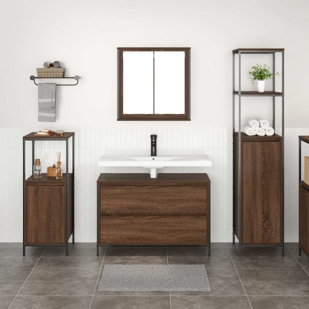 Badezimmermöbel Set 3 pcs Braune Eiche 90 x 34,5 x 60 cm
