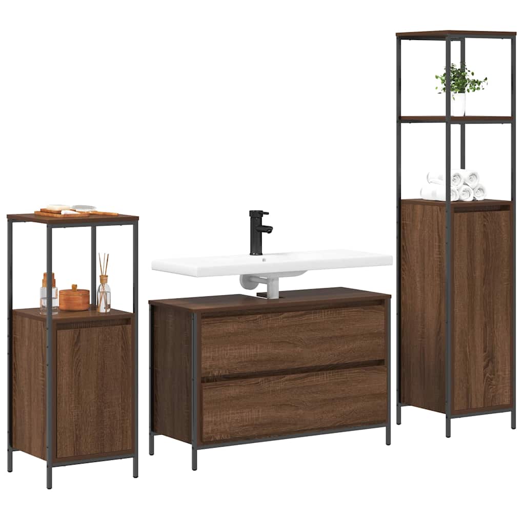 Badezimmermöbel Set 3 pcs Braune Eiche 90 x 34,5 x 60 cm