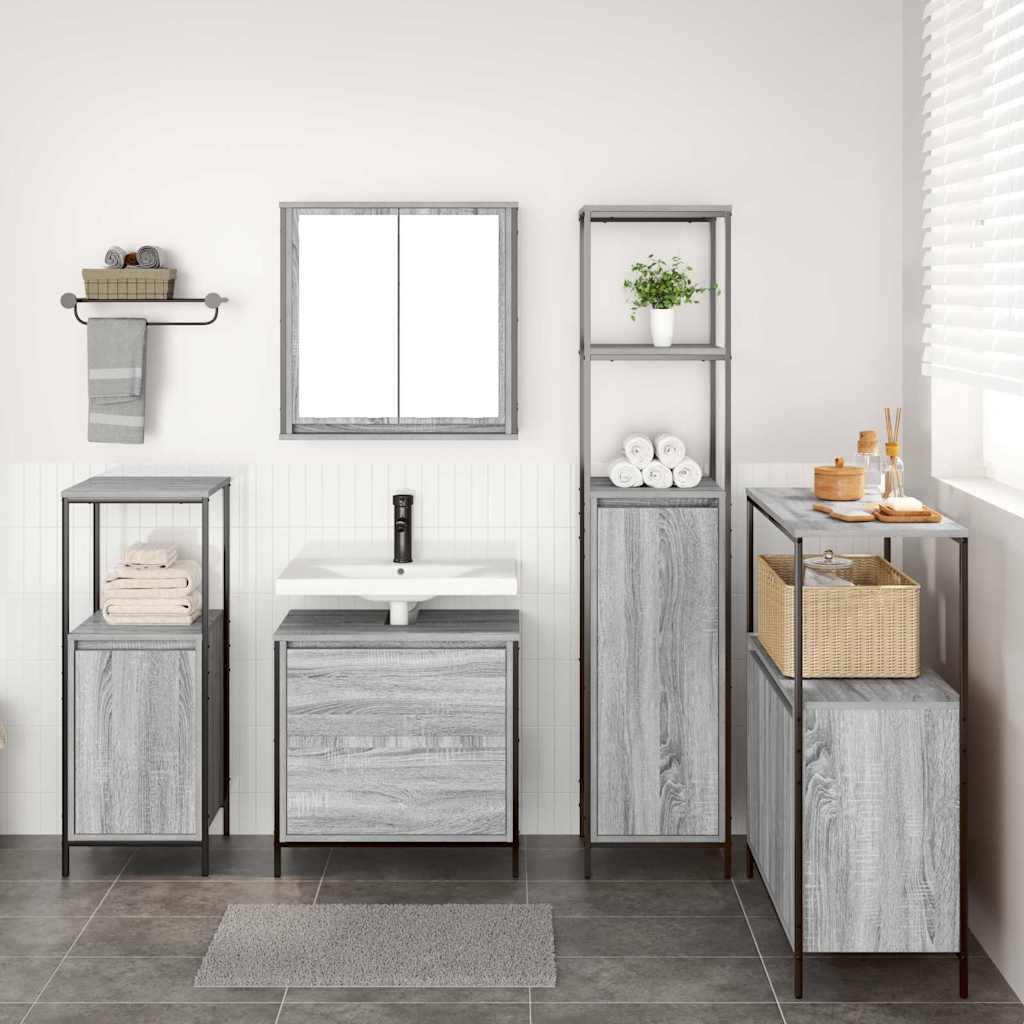 Badezimmermöbel Set 5 pcs Grau 76,5 x 35 x 95 cm Holzwerkstoff