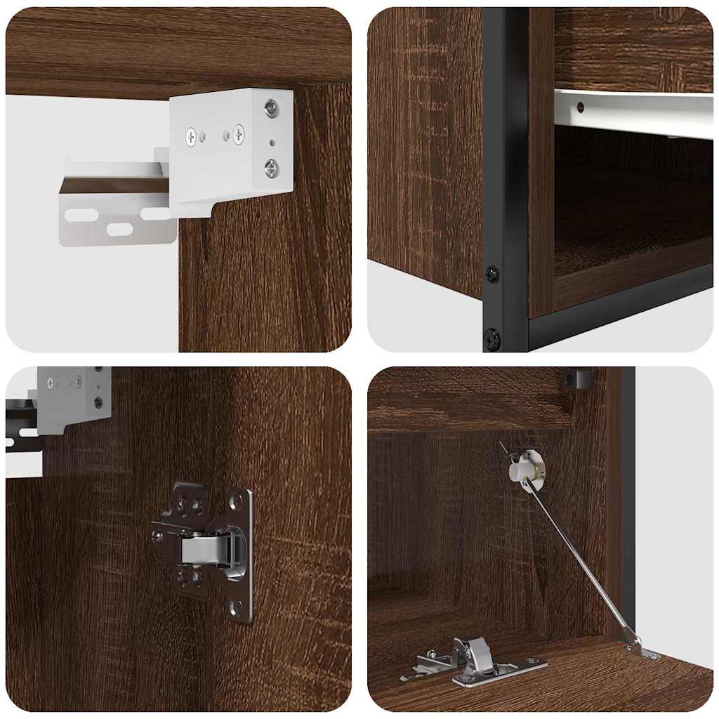 5-piece bathroom furniture set made of brown oak