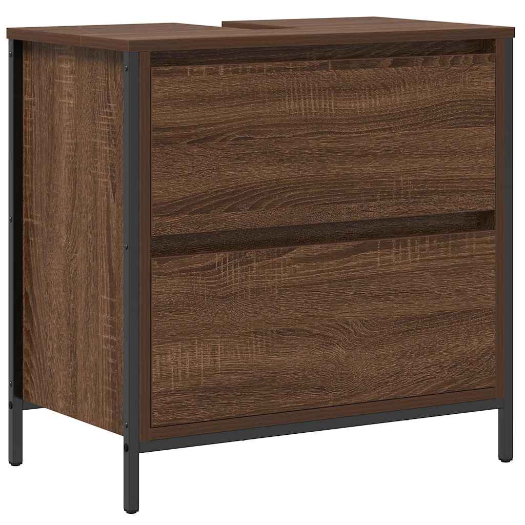 5-piece bathroom furniture set made of brown oak