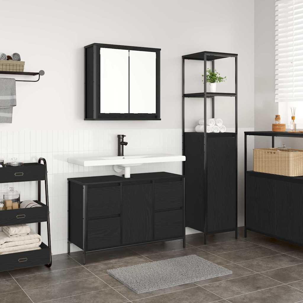Badezimmermöbel Set 2 pcs Schwarze Eiche 36 x 35 x 165 cm