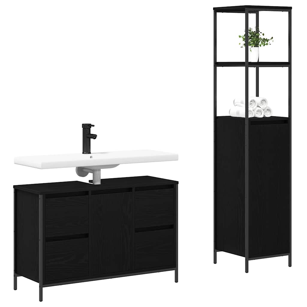 Badezimmermöbel Set 2 pcs Schwarze Eiche 36 x 35 x 165 cm